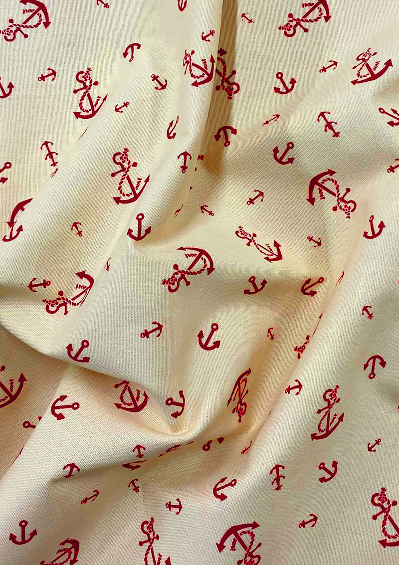 Cotton Canvas Anchors Print Fabric Nautical Theme 45" Wide 100% Cotton Mediumweight D