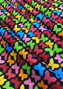Butterfly Cotton Print Fabric Freedom 45" Wide 100% Cotton Poplin Fabric D