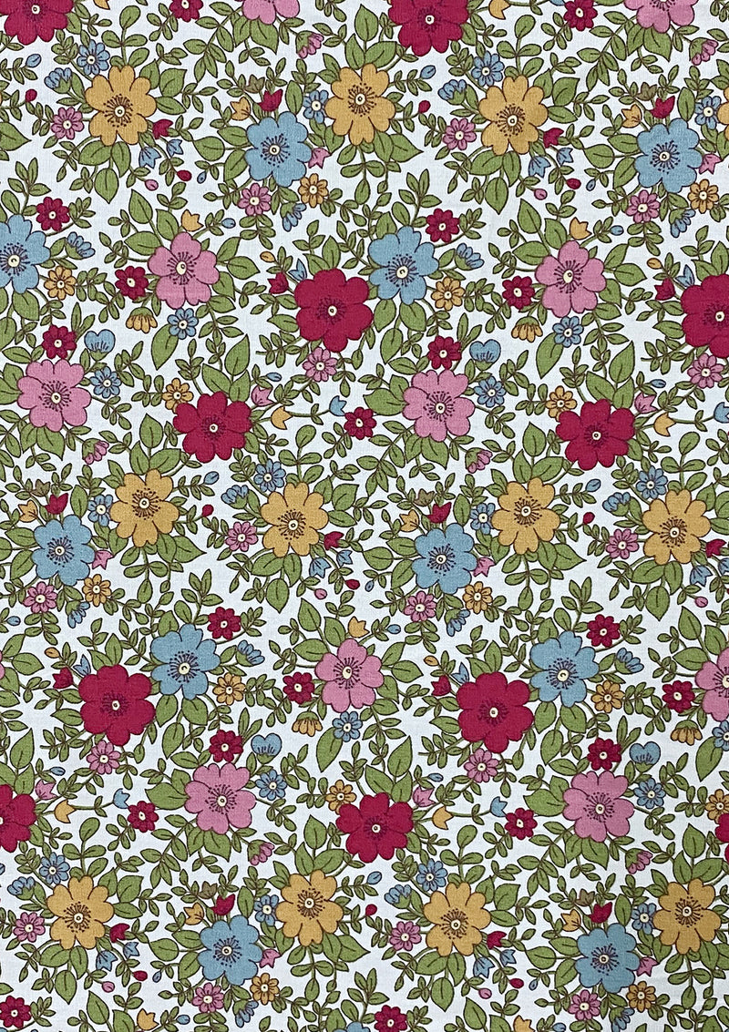 Floral 100% Cotton Printed Fabric Poplin Spring Garden 45" Width Rose & Hubble Branded D