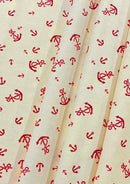 Cotton Canvas Anchors Print Fabric Nautical Theme 45" Wide 100% Cotton Mediumweight D