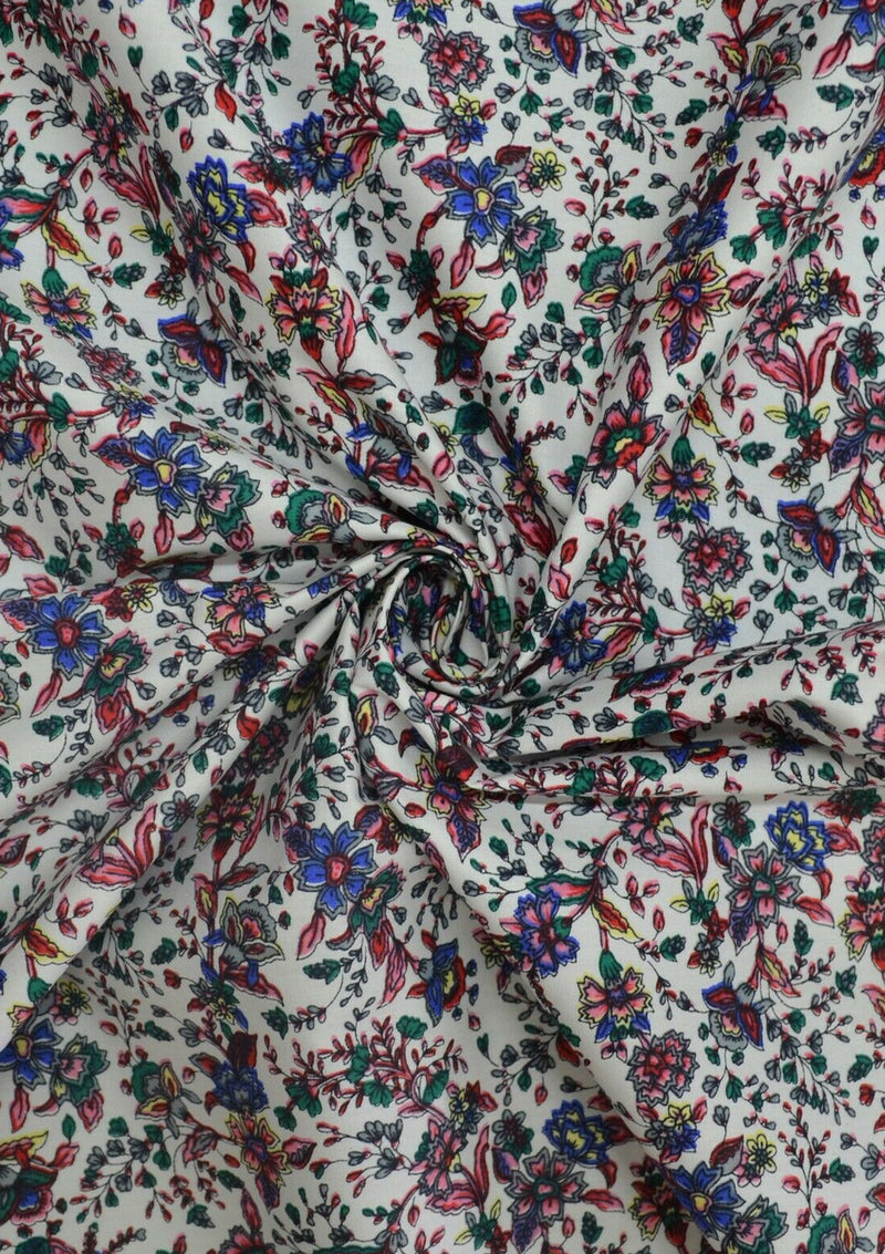 100% 45" Cotton Poplin Flower Mix Print D