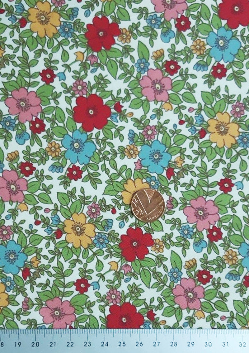Floral 100% Cotton Printed Fabric Poplin Spring Garden 45" Width Rose & Hubble Branded D