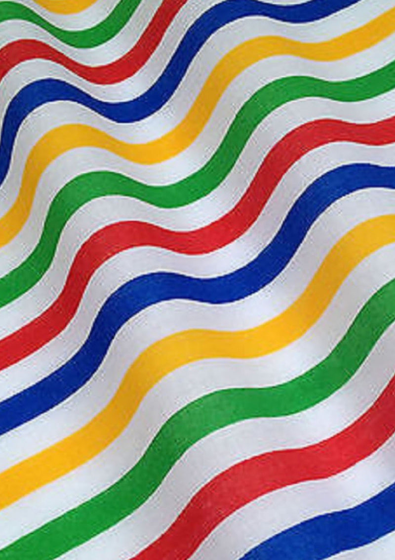 Multicoloured Stripes Polycotton Print Fabric Rainbow Horizontal Lines 45" D