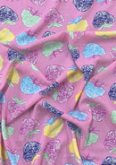 Strawberry Printed Viscose Fabric Designer Multi Rayon Charlie Crafting & Dressmakig Material D