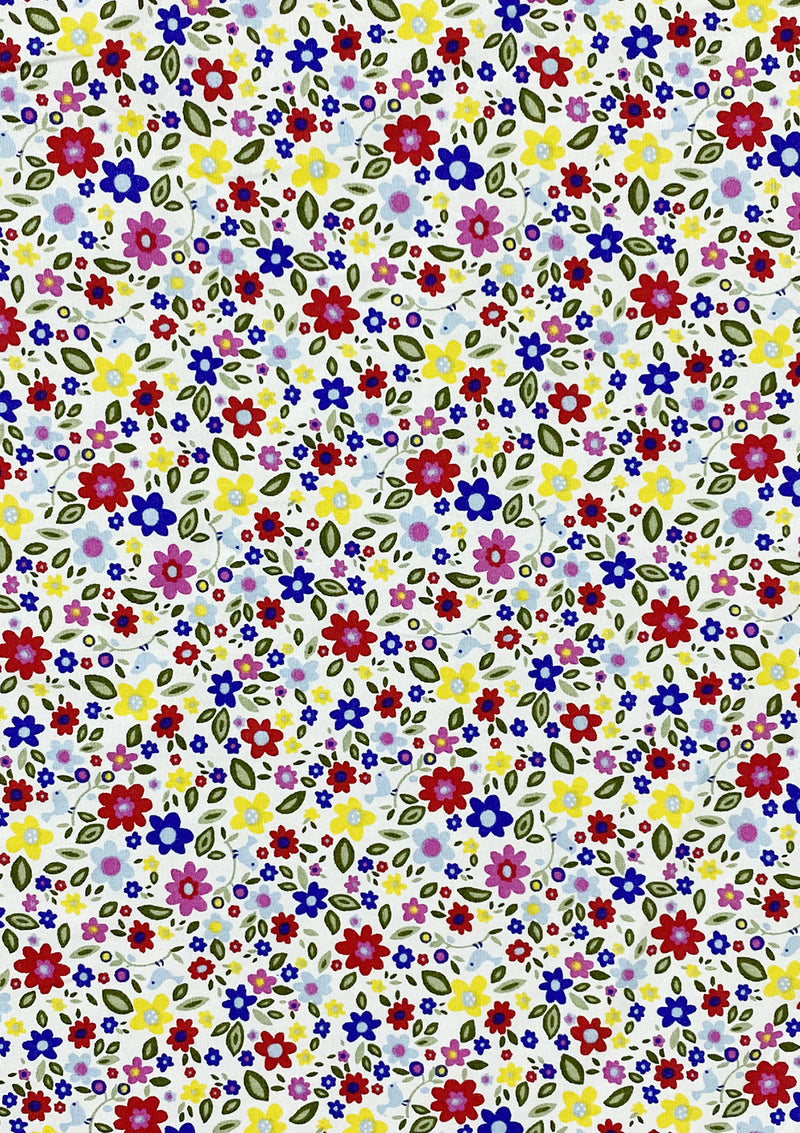 Floral Burst Cotton Print Fabric 100% Poplin 45" Width ROSE & HUBBLE Branded Oeko-Tex Crafting D
