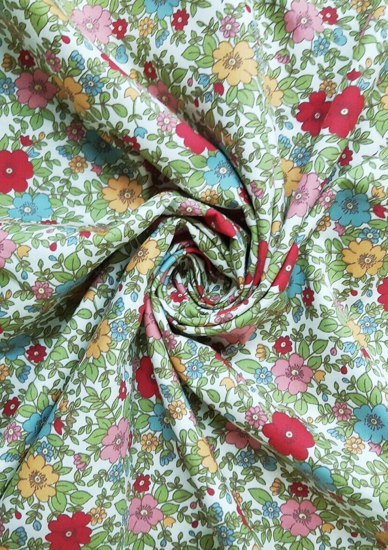 Floral 100% Cotton Printed Fabric Poplin Spring Garden 45" Width Rose & Hubble Branded D