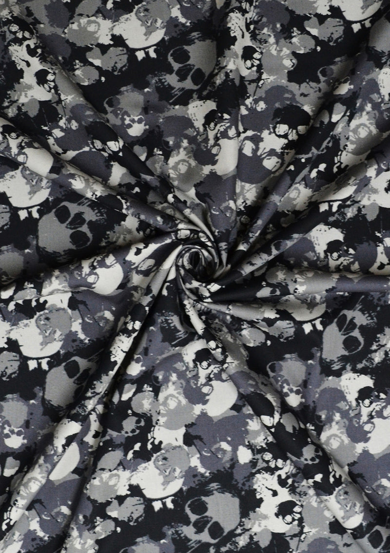 100% 45" Craft Cotton Poplin Camo Skulls Army Printed Fabric Face Mask D