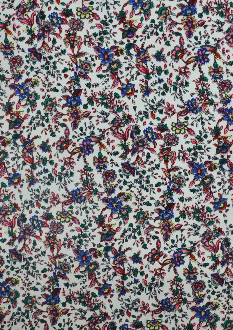 100% 45" Cotton Poplin Flower Mix Print D