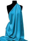 Aqua Back Crepe Satin Fabric 58" Luxury Non Stretch Polyester Dressing & Crafting