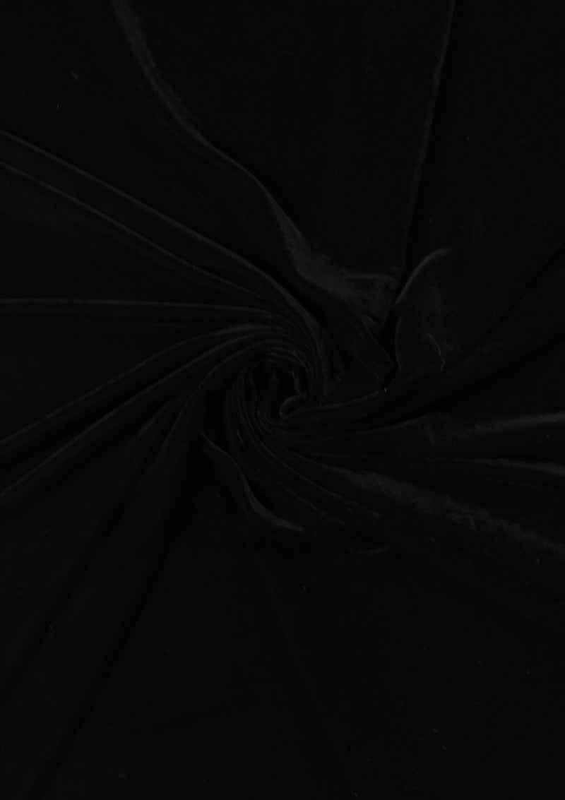 Micro Velvet Plain Fabric 45" Wide Luxury 5000 Grade Velour Non Stretch Dressing (Black)