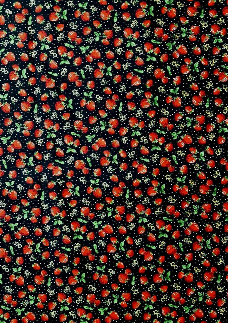 Strawberries + Dots 100% 45"Craft Cotton Poplin Print D