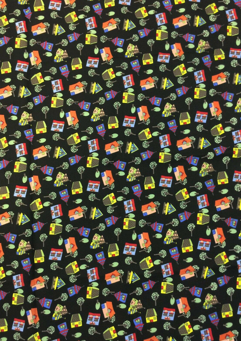 100% 45"Craft Cotton Poplin Print Novelty House Tornado Print D