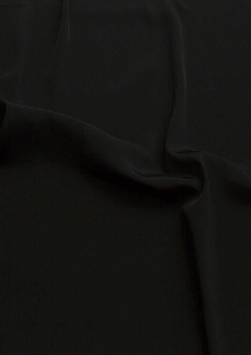 Crepe De Chine Dress Fabric Black Silky Plain Dyed Oeko-tex 44/45" Wide Craft