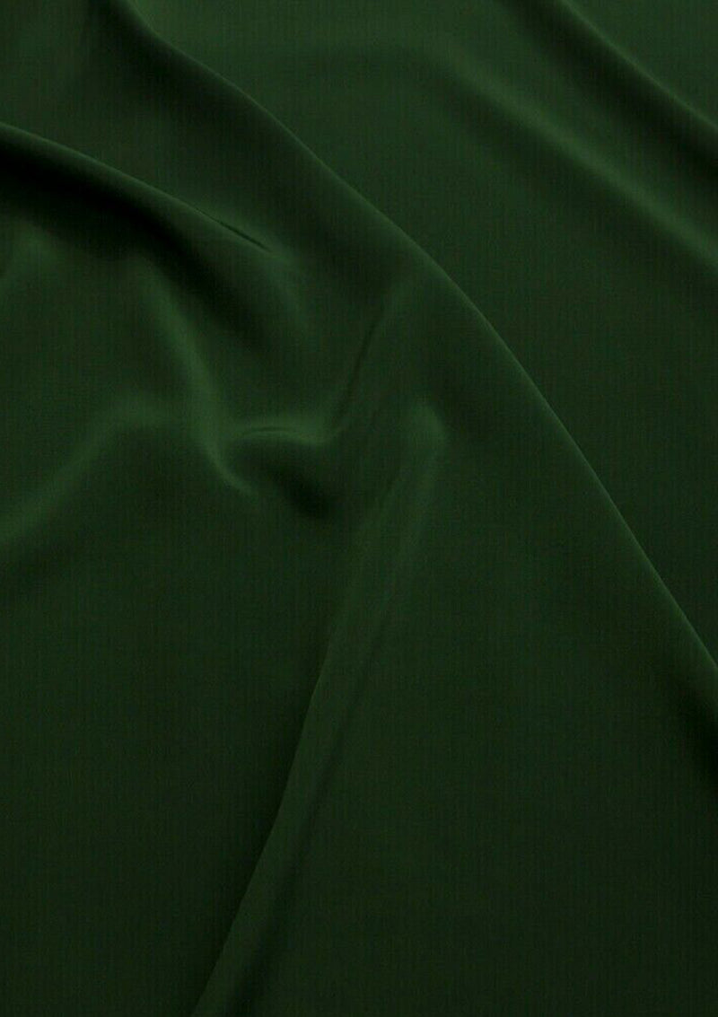 Crepe De Chine Dress Fabric Bottle Green Silky Plain Dyed Oeko-tex 44/45" Wide Craft