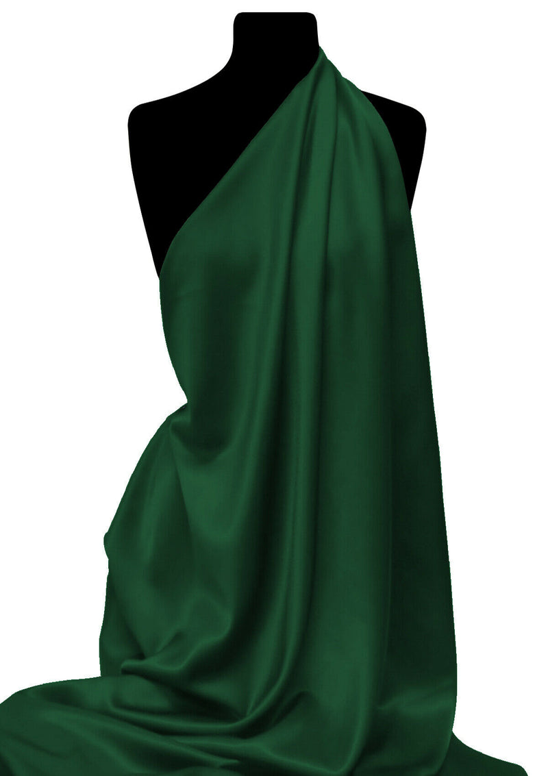 Bottle Green Back Crepe Satin Fabric 58" Luxury Non Stretch Polyester Dressing & Crafting