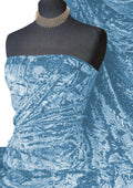 Baby Blue Premium Spun Ice Crush Effect Velvet 2 Way Spandex 60" Craft, Dress & Decoration