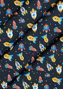 Rockets Spaceships Cotton Print Fabric Space Theme 45" Wide 100% Craft Poplin Dress Material D