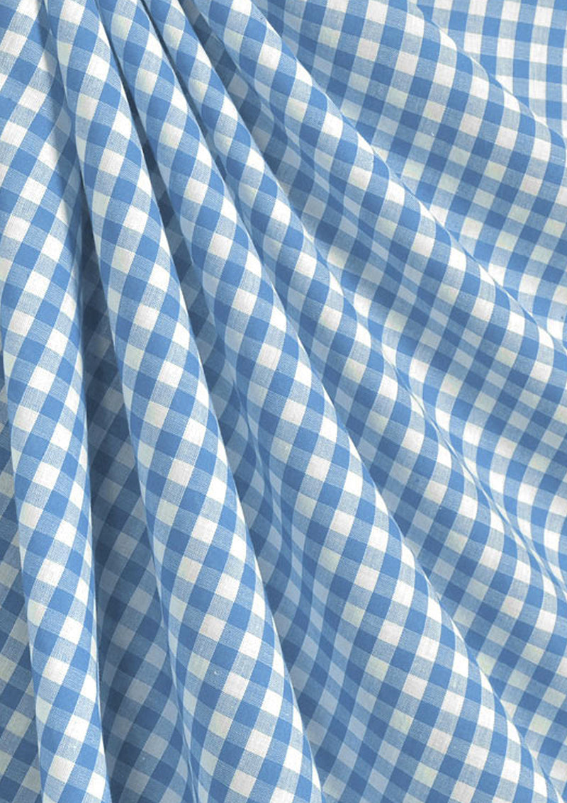 Large Check 1/4" Uniform Blue 45" Gingham Polycotton Fabric Check Material Dress Crafts Uniform