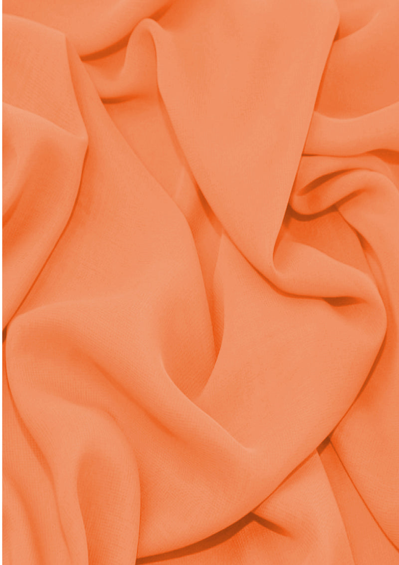 Premium Crepe Chiffon Fabric Peach Plain Dyed 44/45" Decoration,Craft & Dress