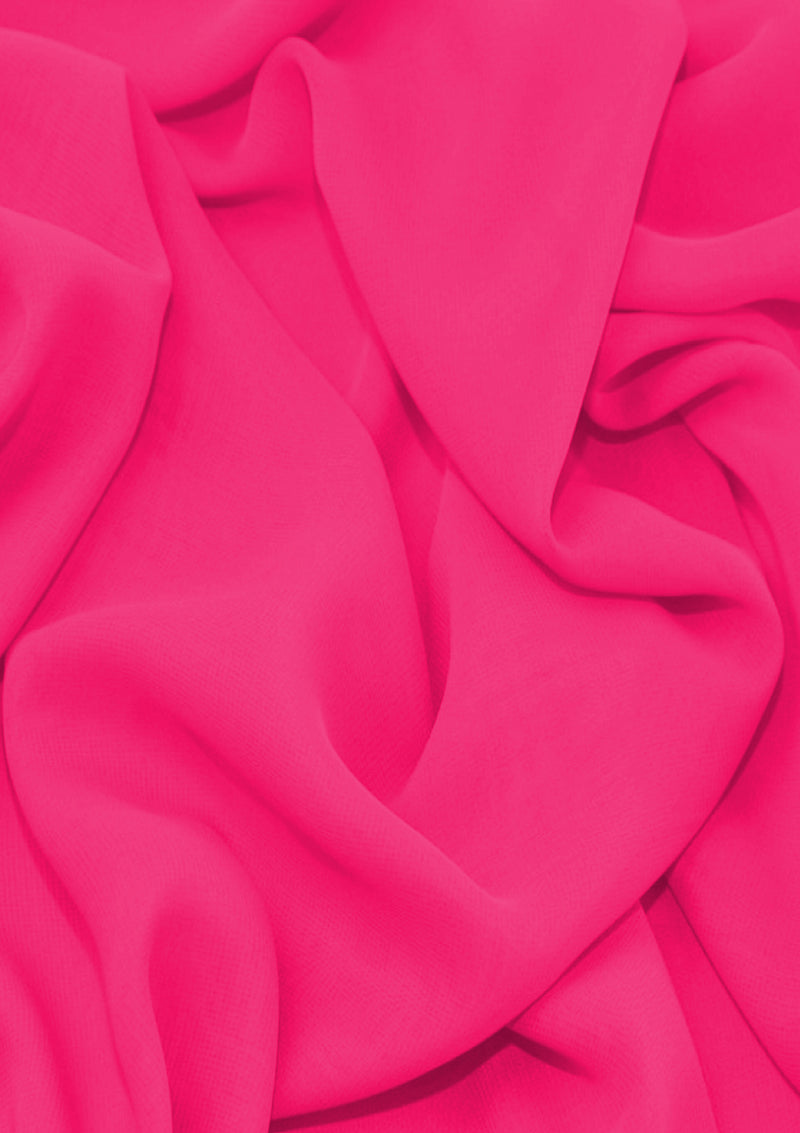 Premium Crepe Chiffon Fabric Shocking Pink Plain Dyed 44/45" Decoration,Craft & Dress