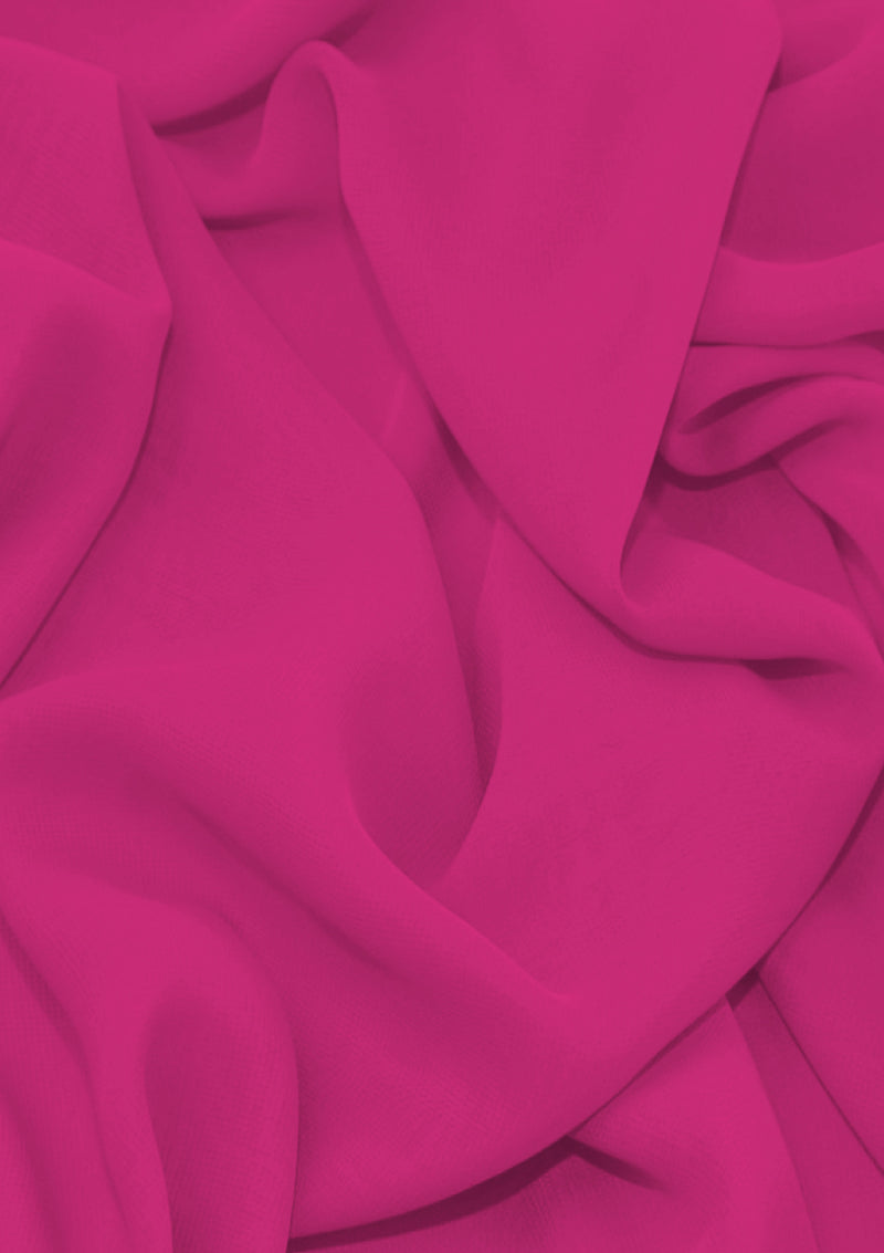 Premium Crepe Chiffon Fabric Fuchsia Pink Plain Dyed 44/45" Decoration,Craft & Dress