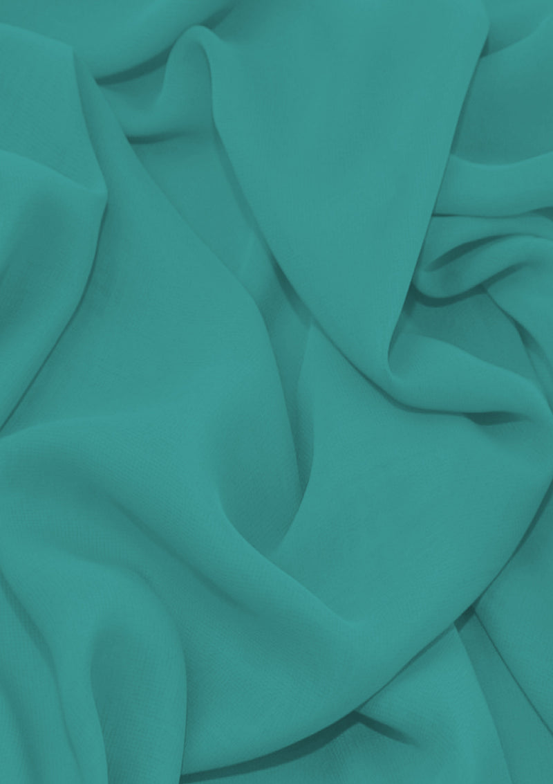 Premium Crepe Chiffon Fabric Turquoise Plain Dyed 44/45" Decoration,Craft & Dress