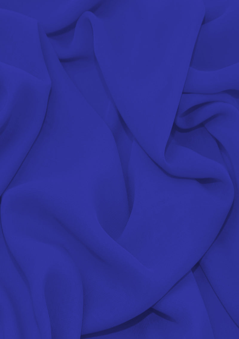 Premium Crepe Chiffon Fabric Royal Blue Plain Dyed 44/45" Decoration,Craft & Dress