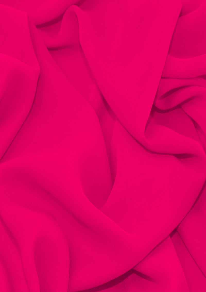 Premium Crepe Chiffon Fabric Cerise Pink Plain Dyed 44/45" Decoration,Craft & Dress