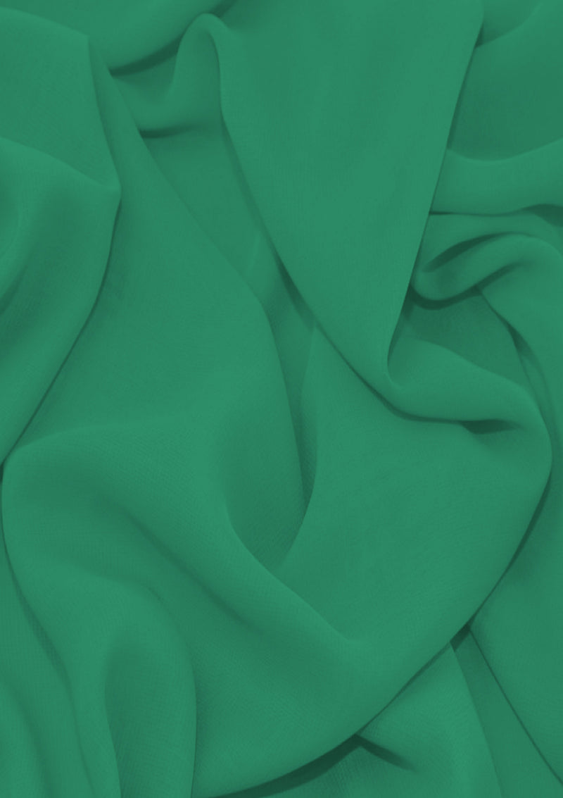 Premium Crepe Chiffon Fabric Jewel Green Plain Dyed 44/45" Decoration,Craft & Dress