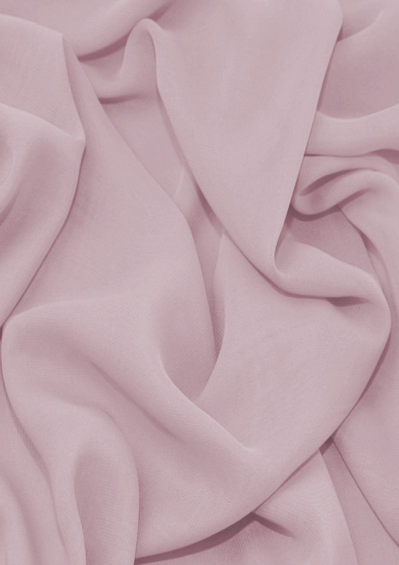 Premium Crepe Chiffon Fabric Light Mauve Plain Dyed 44/45" Decoration,Craft & Dress