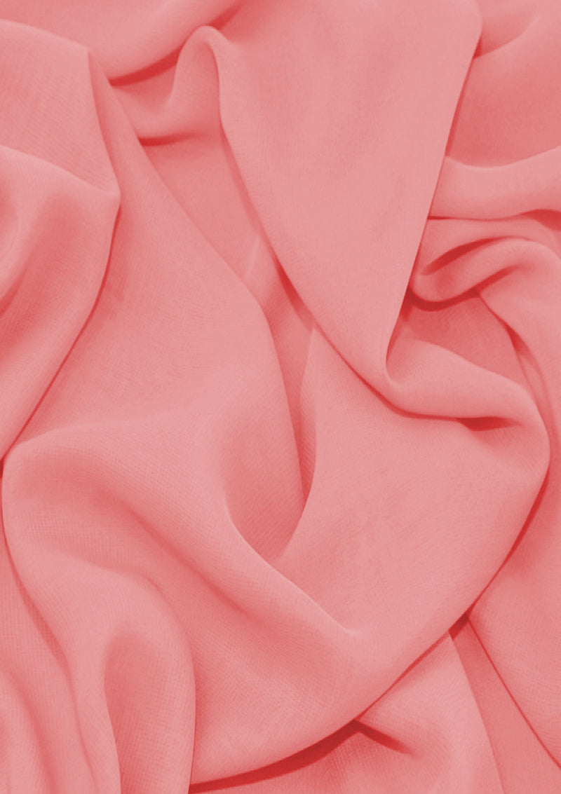 Premium Crepe Chiffon Fabric Peachy Pink Plain Dyed 44/45" Decoration,Craft & Dress