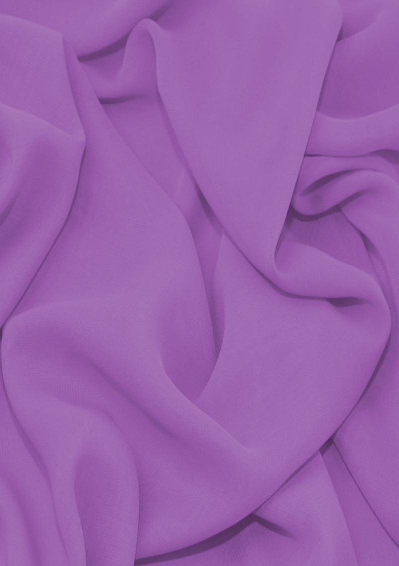 Premium Crepe Chiffon Fabric Lavender Plain Dyed 44/45" Decoration,Craft & Dress