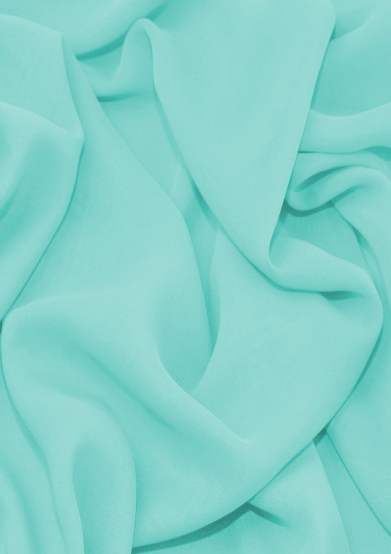 Premium Crepe Chiffon Fabric Sky Blue Plain Dyed 44/45" Decoration,Craft & Dress