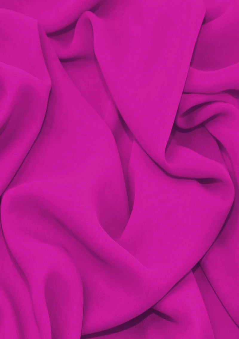 Premium Crepe Chiffon Fabric Magenta Plain Dyed 44/45" Decoration,Craft & Dress