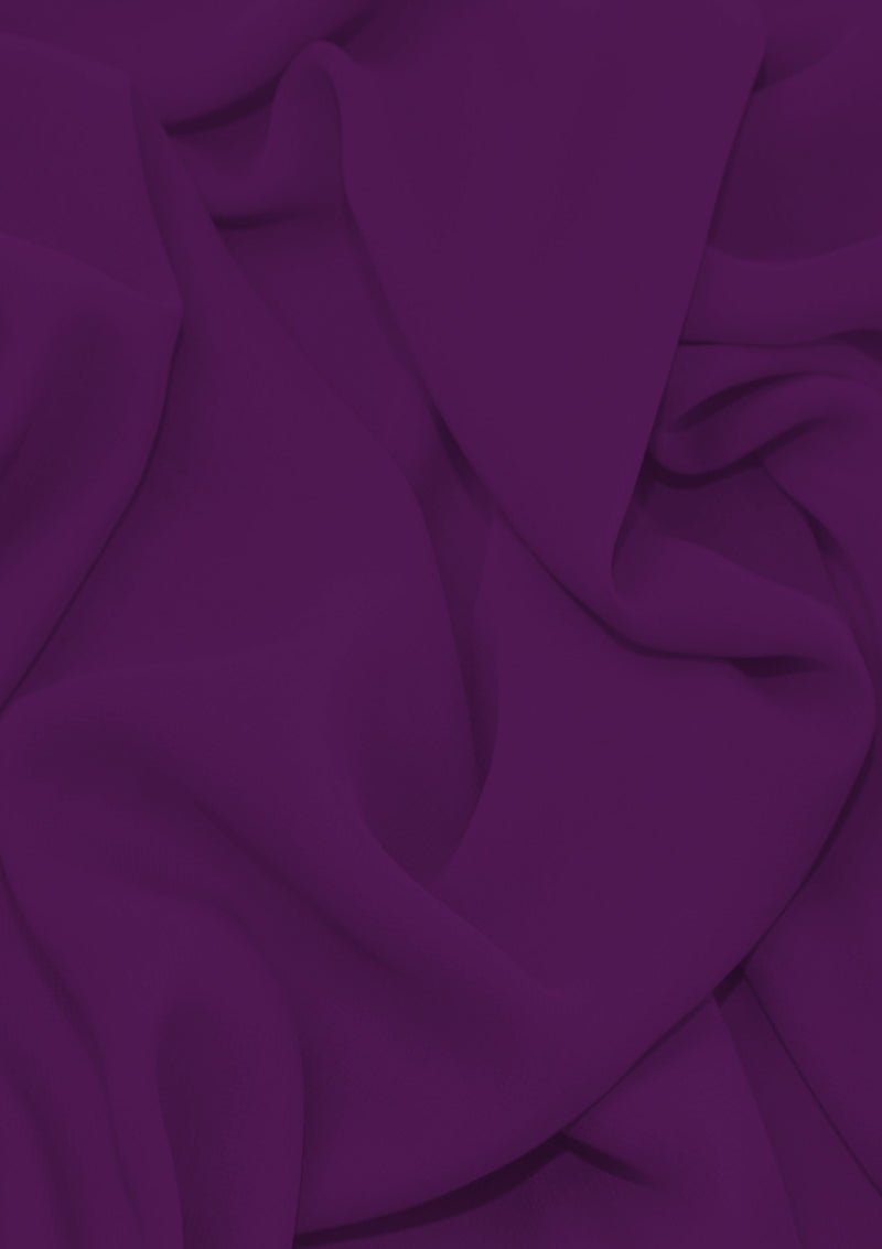 Premium Crepe Chiffon Fabric Deep Purple Plain Dyed 44/45" Decoration,Craft & Dress