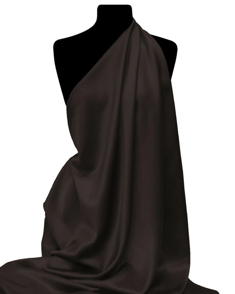 Chocolate Brown Back Crepe Satin Fabric 58" Luxury Non Stretch Polyester Dressing & Crafting
