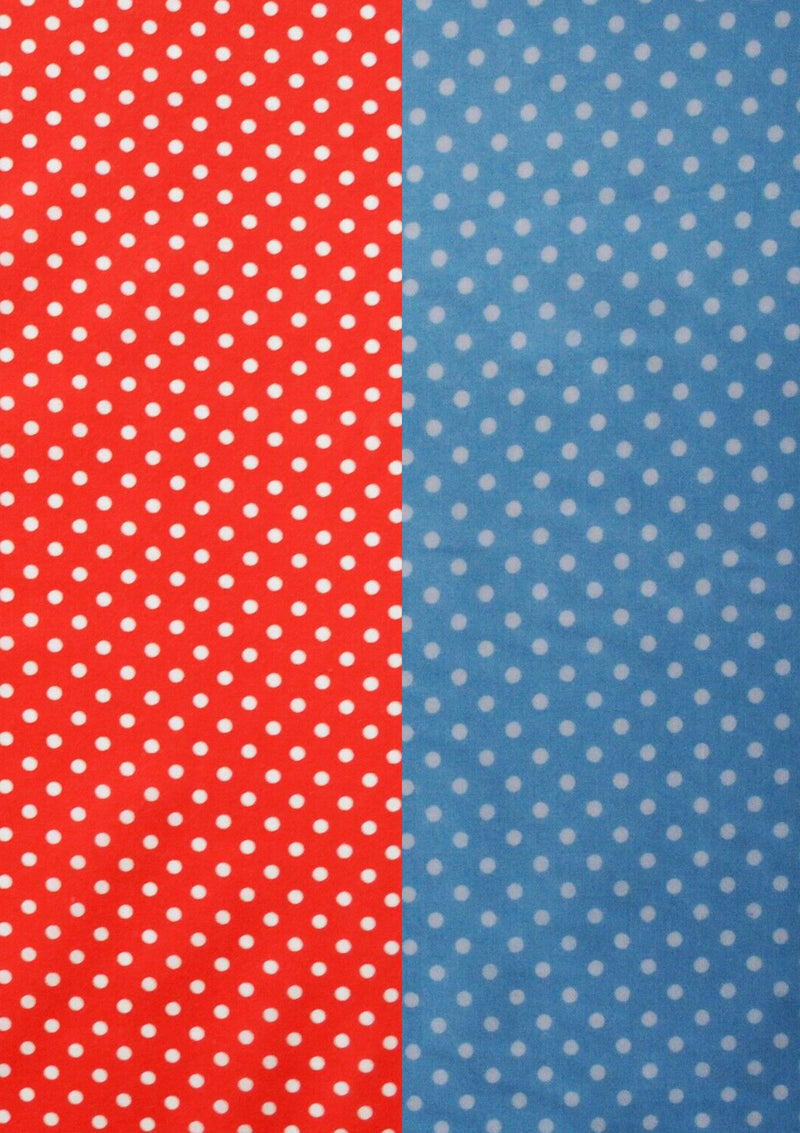 100% 45" Polycotton Blended Christmas Red Base + White Spots 5mm Print D