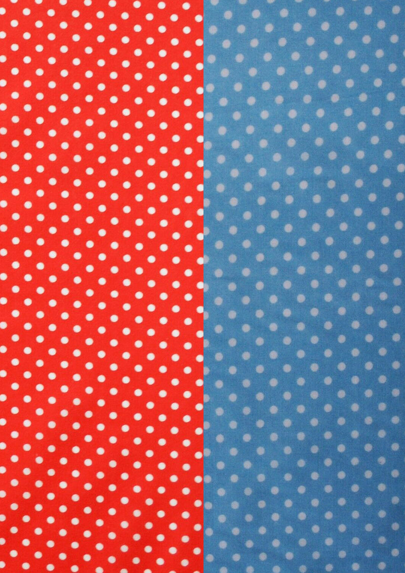 100% 45" Polycotton Blended Red Base + White Spots 5mm Print D
