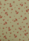 100% 45" Craft Cotton Canvas Red Ship Anchors Print D#115