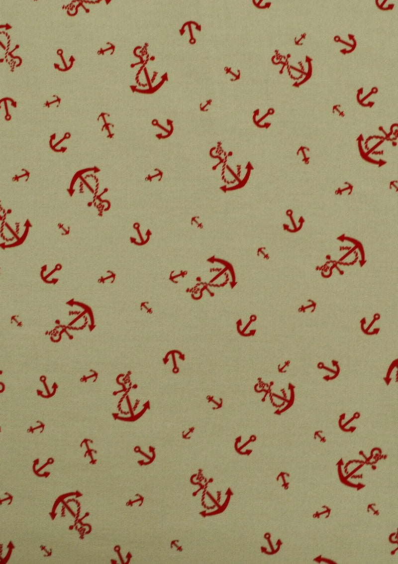 100% 45" Craft Cotton Canvas Red Ship Anchors Print D
