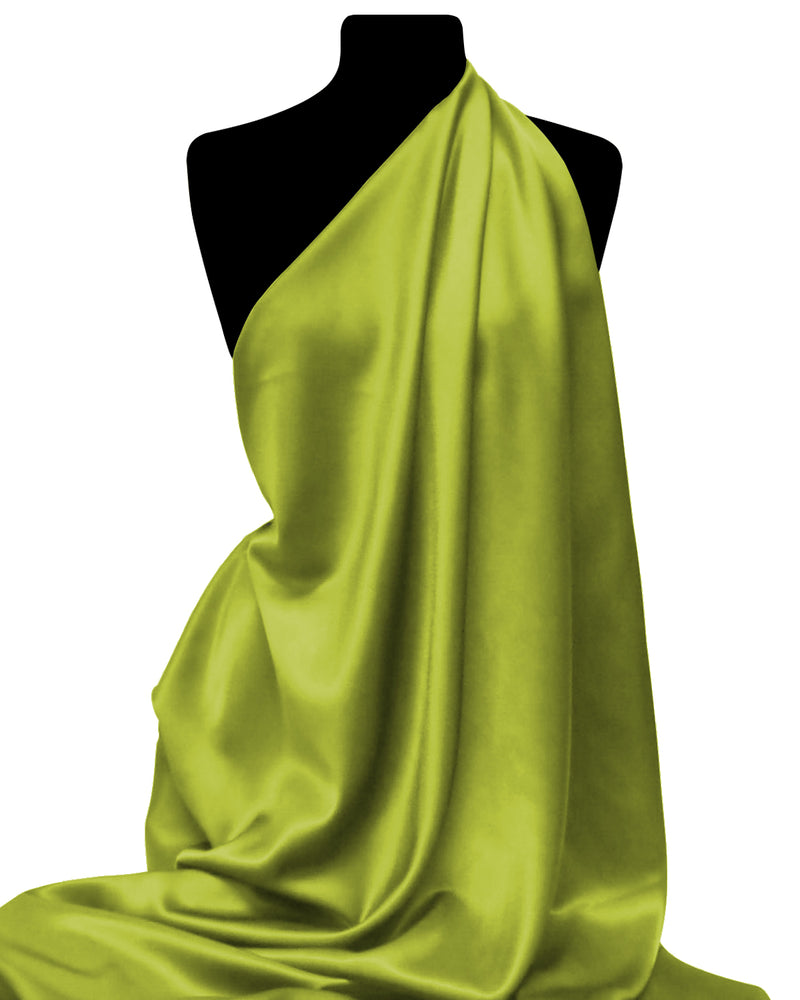 Chartreuse Green Back Crepe Satin Fabric 58" Luxury Non Stretch Polyester Dressing & Crafting