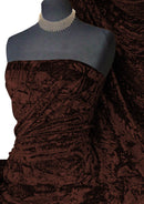 Chocolate Brown Premium Spun Ice Crush Effect Velvet 2 Way Spandex 60" Craft, Dress & Decoration