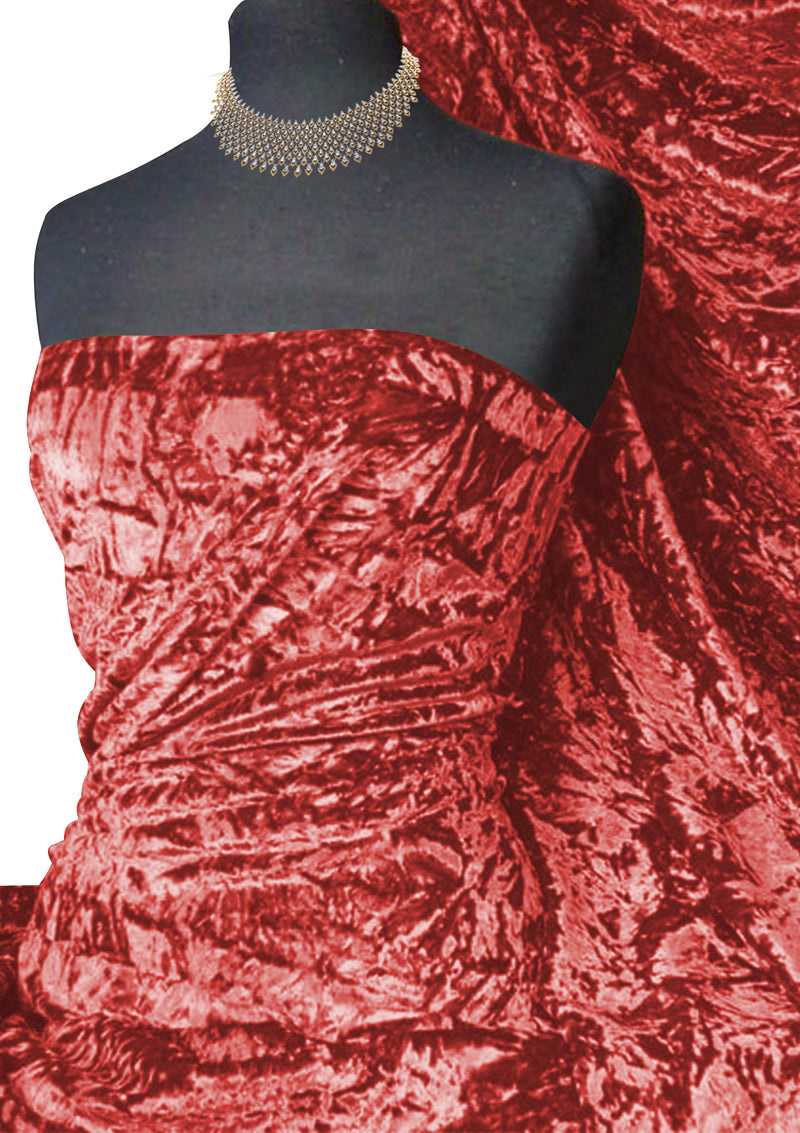 Coral Premium Spun Ice Crush Effect Velvet 2 Way Spandex 60" Craft, Dress & Decoration