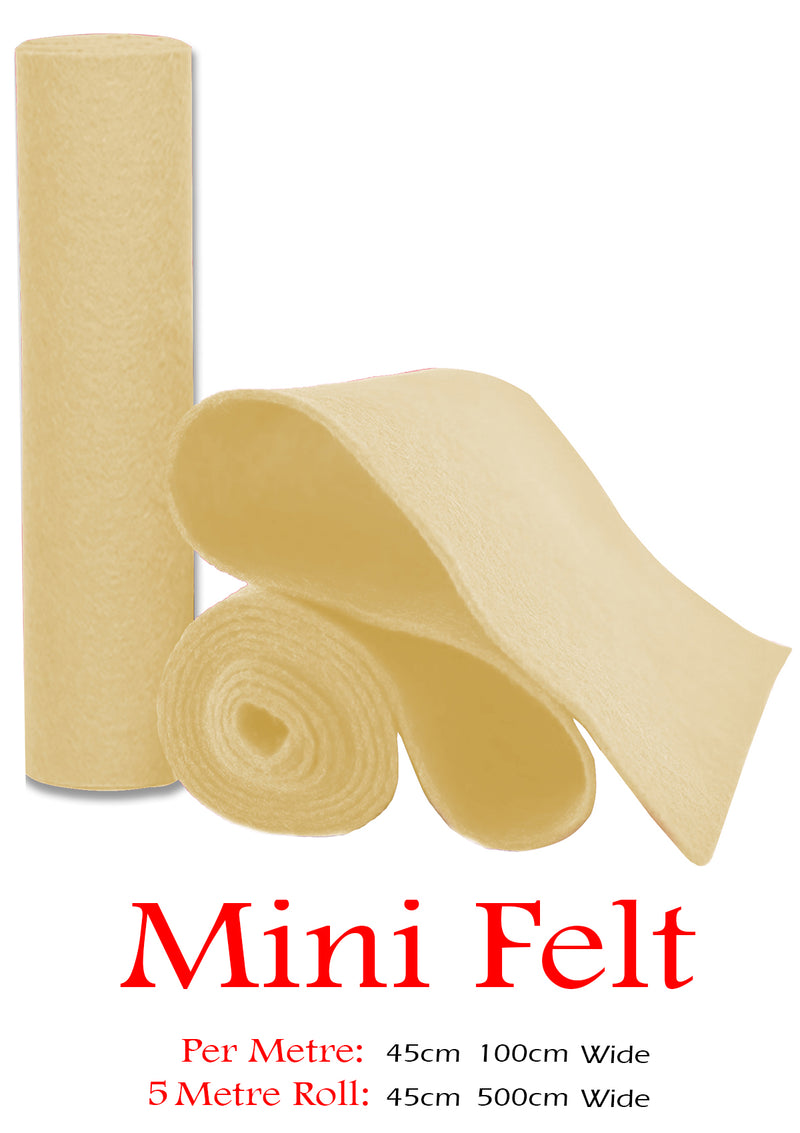 Cream Felt Fabric Baize 100% Acrylic Material Arts Crafts Sewing Decoration 1mm Thickness | 100cm x 45cm Wide | Sold by The Metre & Roll