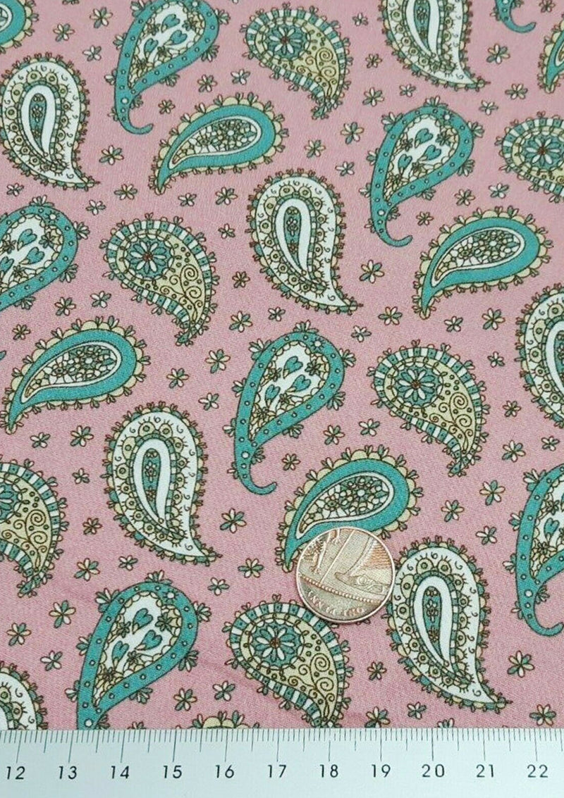 Paisley Cotton Printed Fabric Poplin 45" Width ROSE & HUBBLE BRANDED D