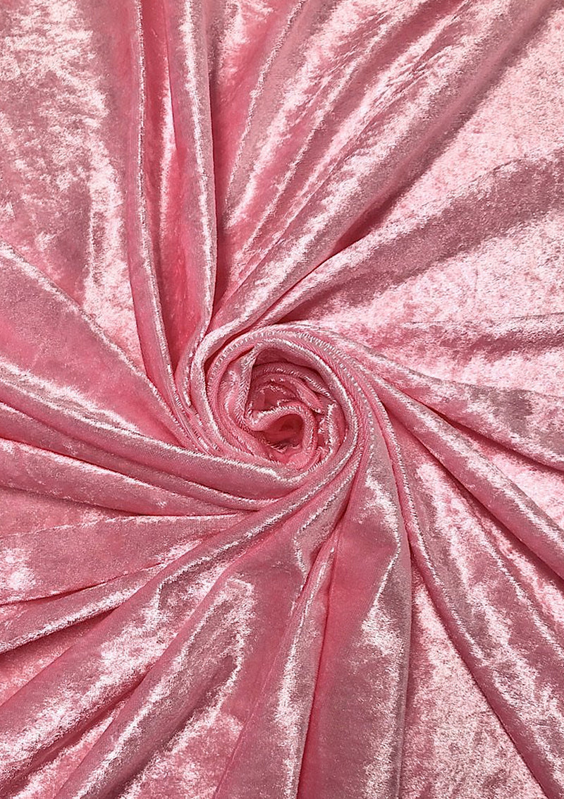 Dusky Pink Premium Crushed Velvet 1 Way Stretch Fabric Dress Craft Wedding Cushion 60" - 150cm Wide Per Metre