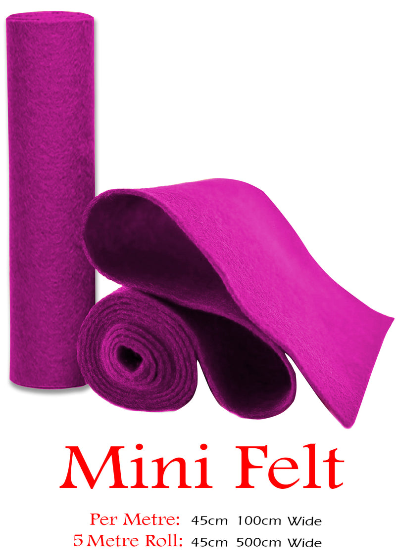 Fuschia Felt Fabric Baize 100% Acrylic Material Arts Crafts Sewing Decoration 1mm Thickness | 100cm x 45cm Wide | Sold by The Metre & Roll