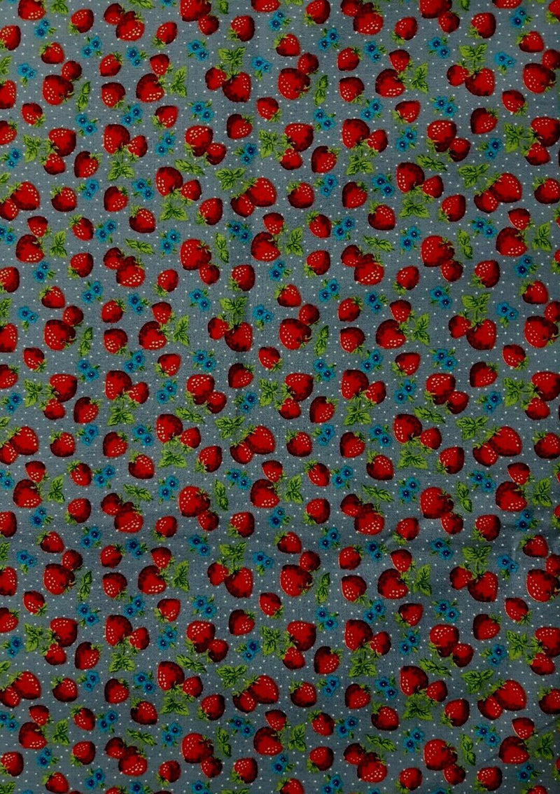 Strawberries + Dots 100% 45"Craft Cotton Poplin Print D