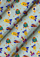 Rockets Spaceships Cotton Print Fabric Space Theme 45" Wide 100% Craft Poplin Dress Material D