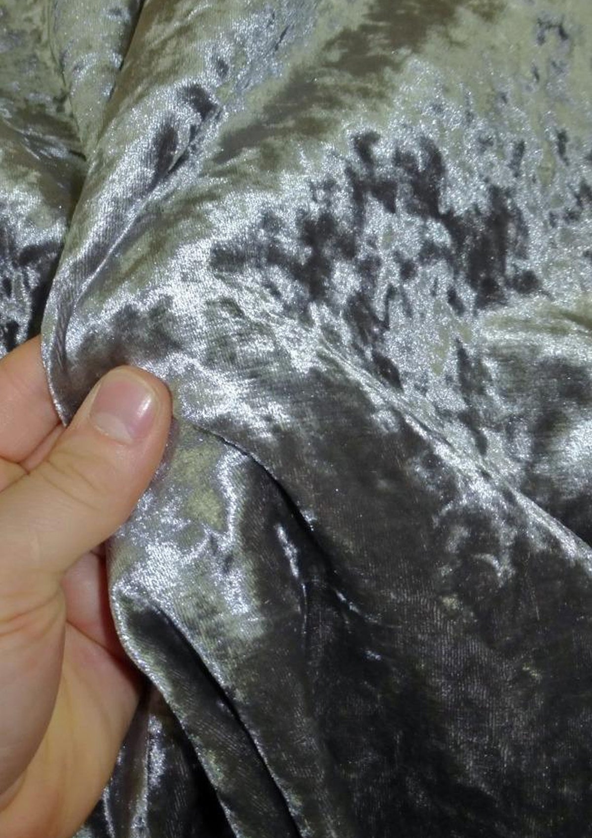 Grey Premium Crushed Velvet 1 Way Stretch Fabric Dress Craft Wedding C